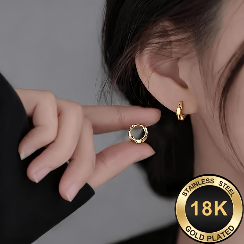 Women's 18K Gold-Plated Twisted Hoop Earrings